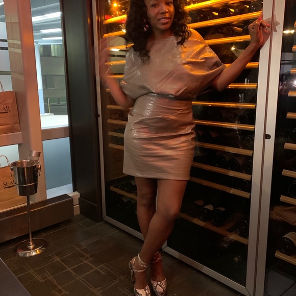 ASOS DESIGN croc pu fallen shoulder mini dress - Picture 4 of 5